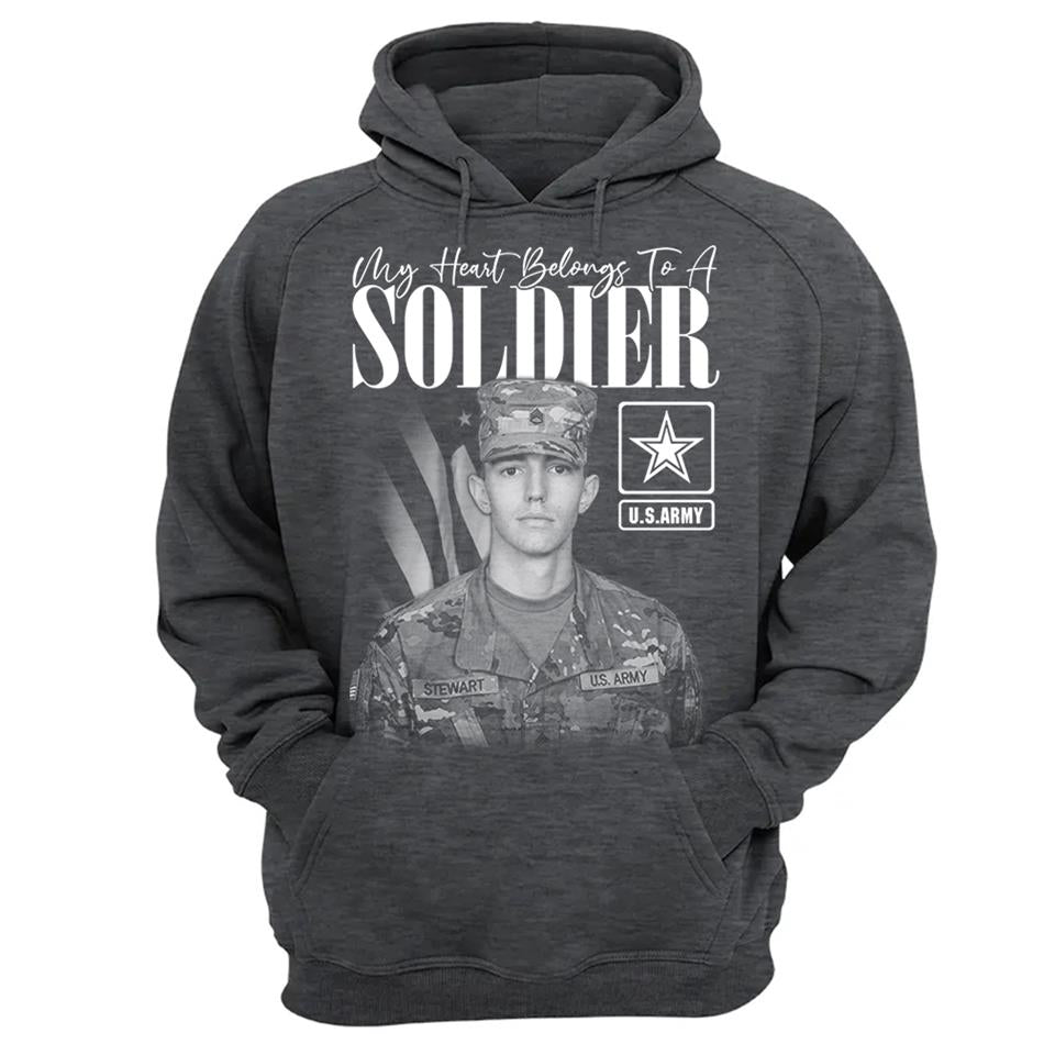 My Heart Belongs To A Soldier Custom Washed Tee Retro Bootleg Shirt For Military Family Day Training Graduate Family Member Shirt H2511 Trna