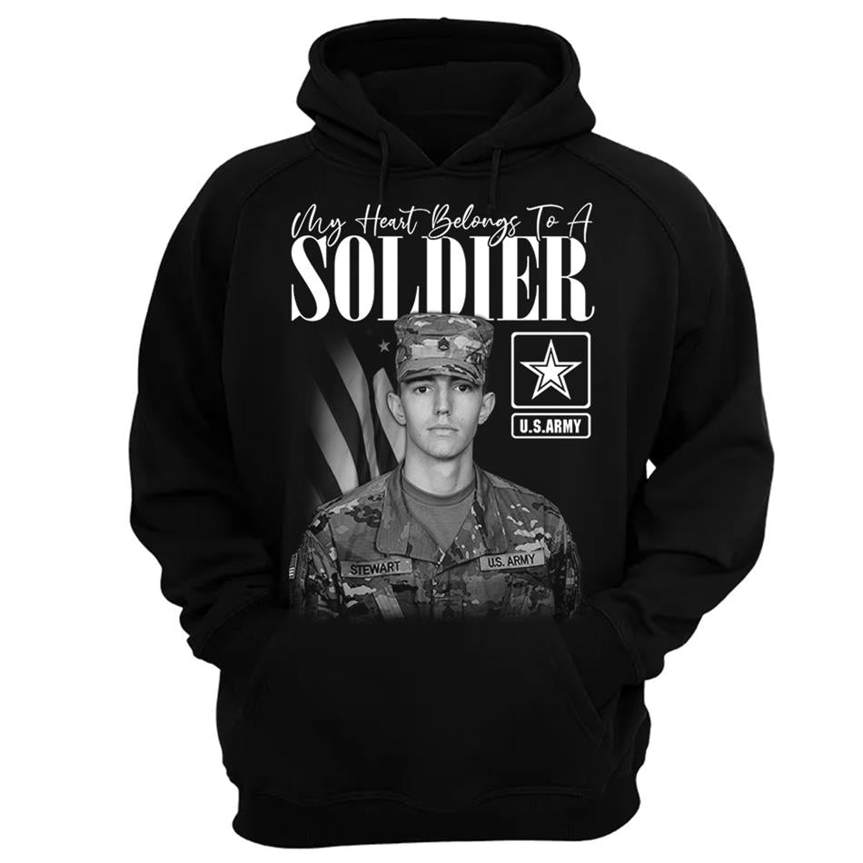 My Heart Belongs To A Soldier Custom Washed Tee Retro Bootleg Shirt For Military Family Day Training Graduate Family Member Shirt H2511 Trna