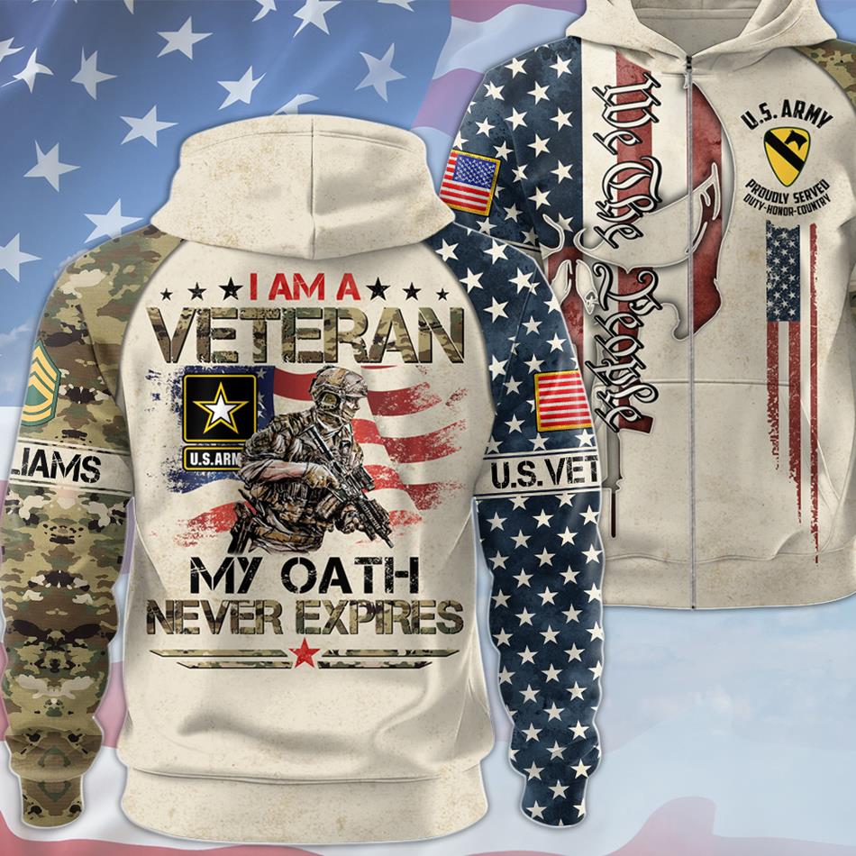I Am A Veteran My Oath Never Expires Custom Skull We The People All Over Print Shirt Hoodie Gift For US Veterans H2511 Trna