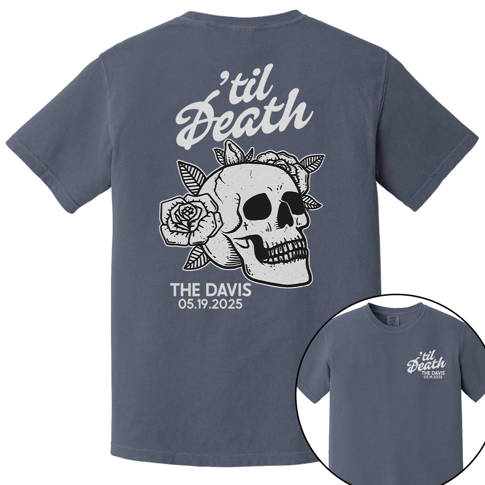 Custom Til Death Shirt, Skeleton Bride Shirt, Wedding Date Newlywed Tees, Wedding Day Shirt, Til Death Married Couple Nh00
