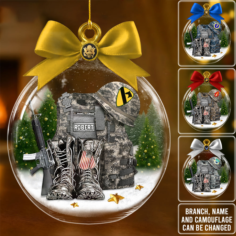 Veteran Soldier Backpack Boots Military Army Christmas Tree Ornament Gift For Veteran H2511 Trna