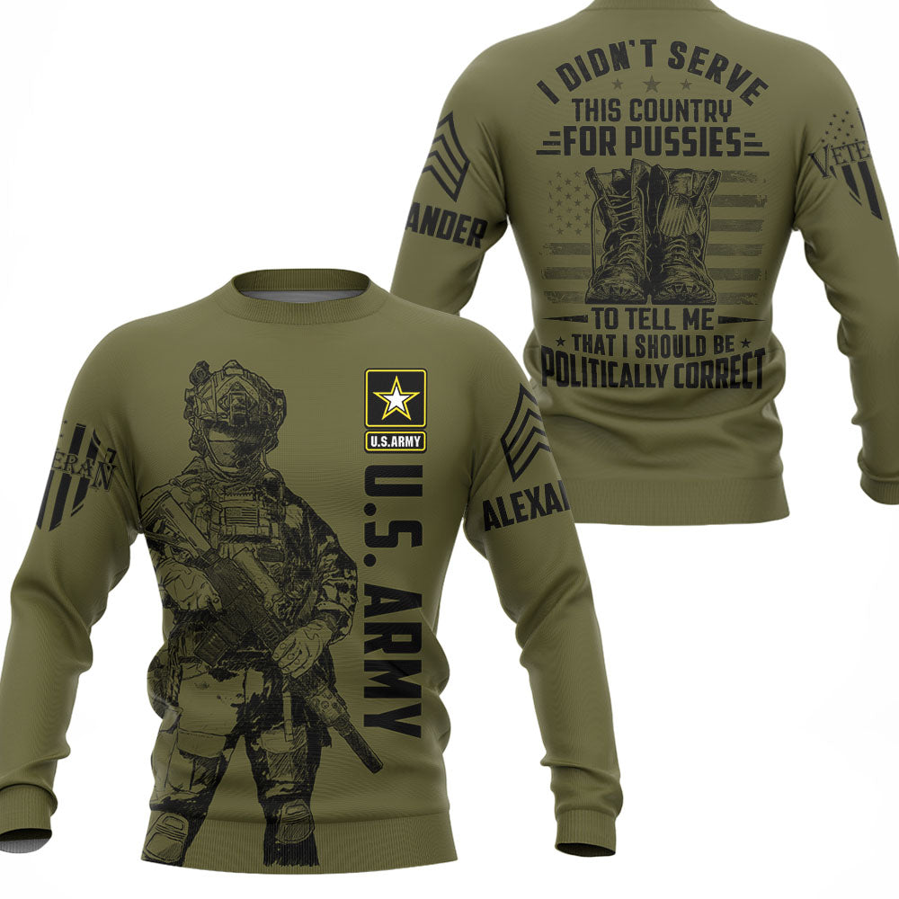 I Didn't Serve This Country For Pussies To Tell Me That I Should Be Politically Correct Personalized All Over Print Shirt For Veteran H2511