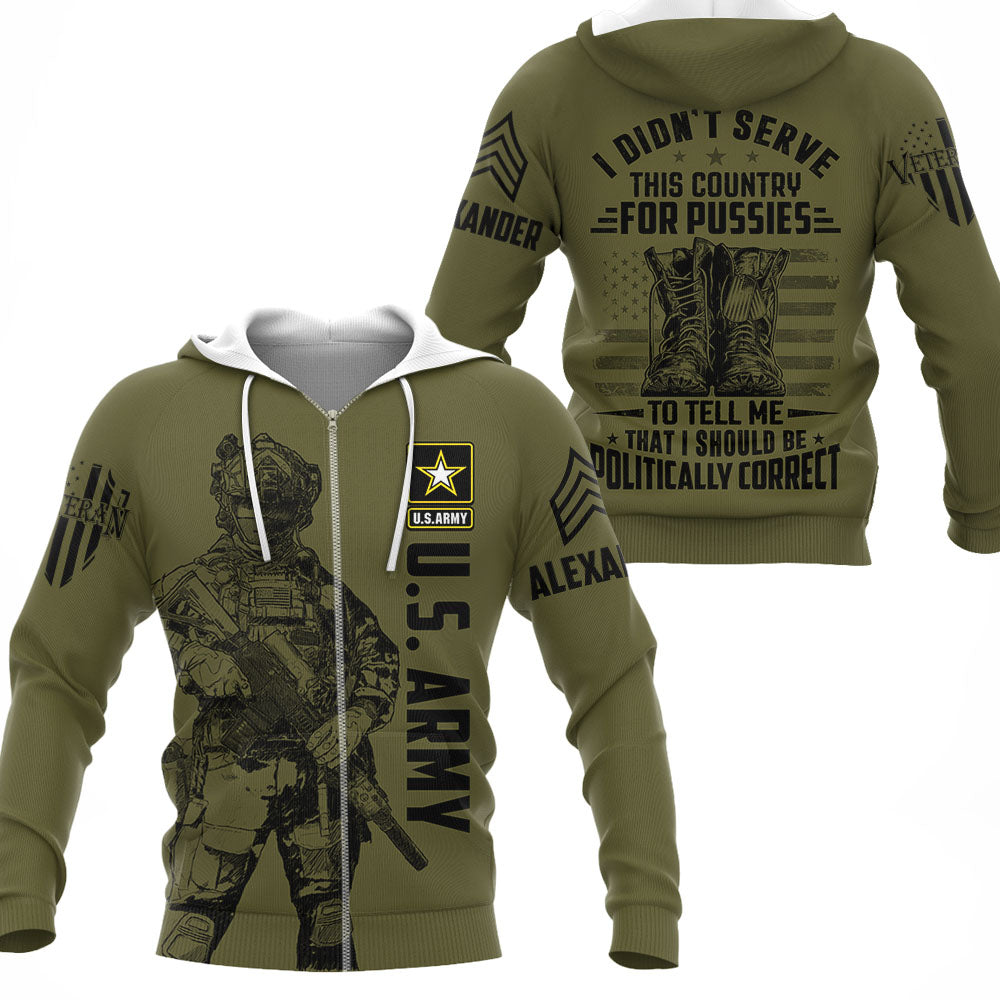 I Didn't Serve This Country For Pussies To Tell Me That I Should Be Politically Correct Personalized All Over Print Shirt For Veteran H2511