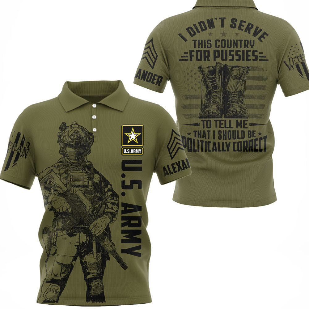I Didn't Serve This Country For Pussies To Tell Me That I Should Be Politically Correct Personalized All Over Print Shirt For Veteran H2511