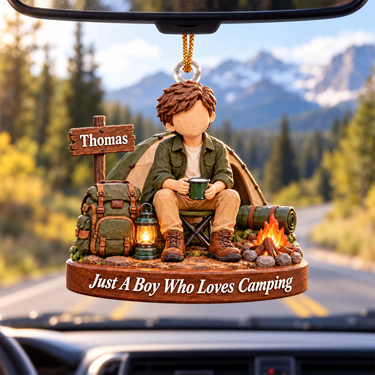 Just A Boy Who Loves Camping, Personalized Camping Ornament, Custom Name Gift, Gift For Camping Lovers MI209 Pt99