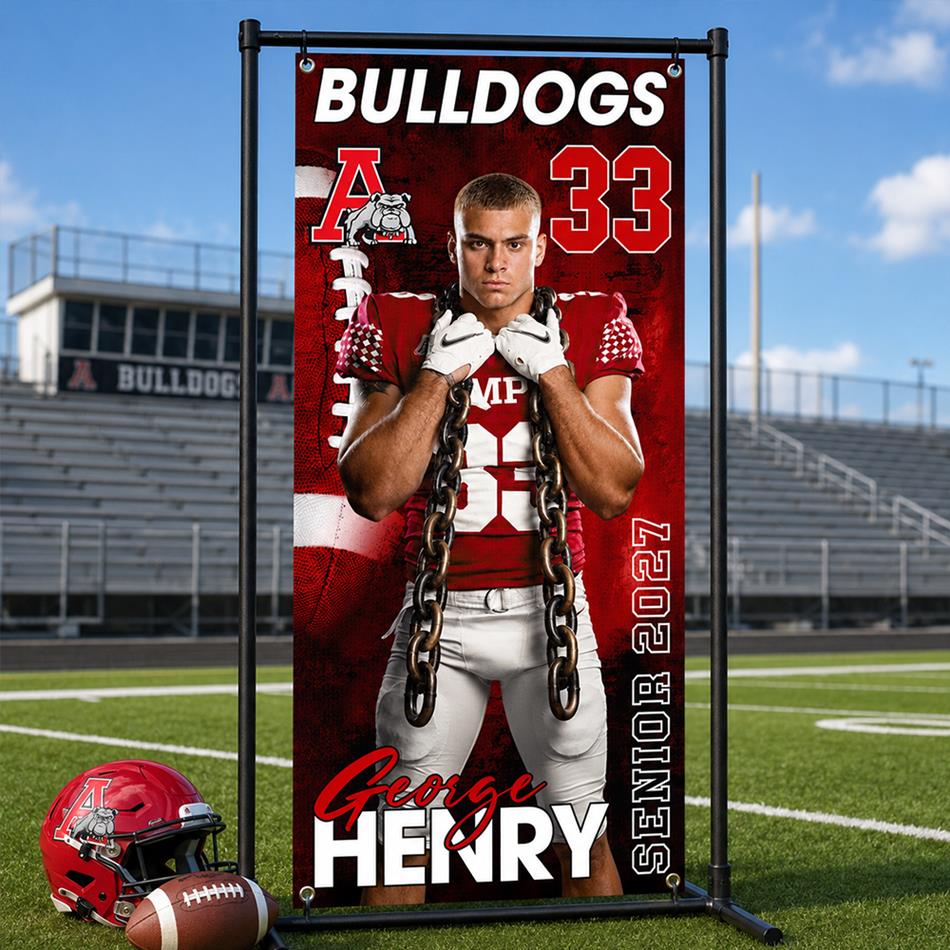 Custom Senior 2026 American Football Senior Banner Gift For Football Gameday Football Lovers Banner H2511 Trna