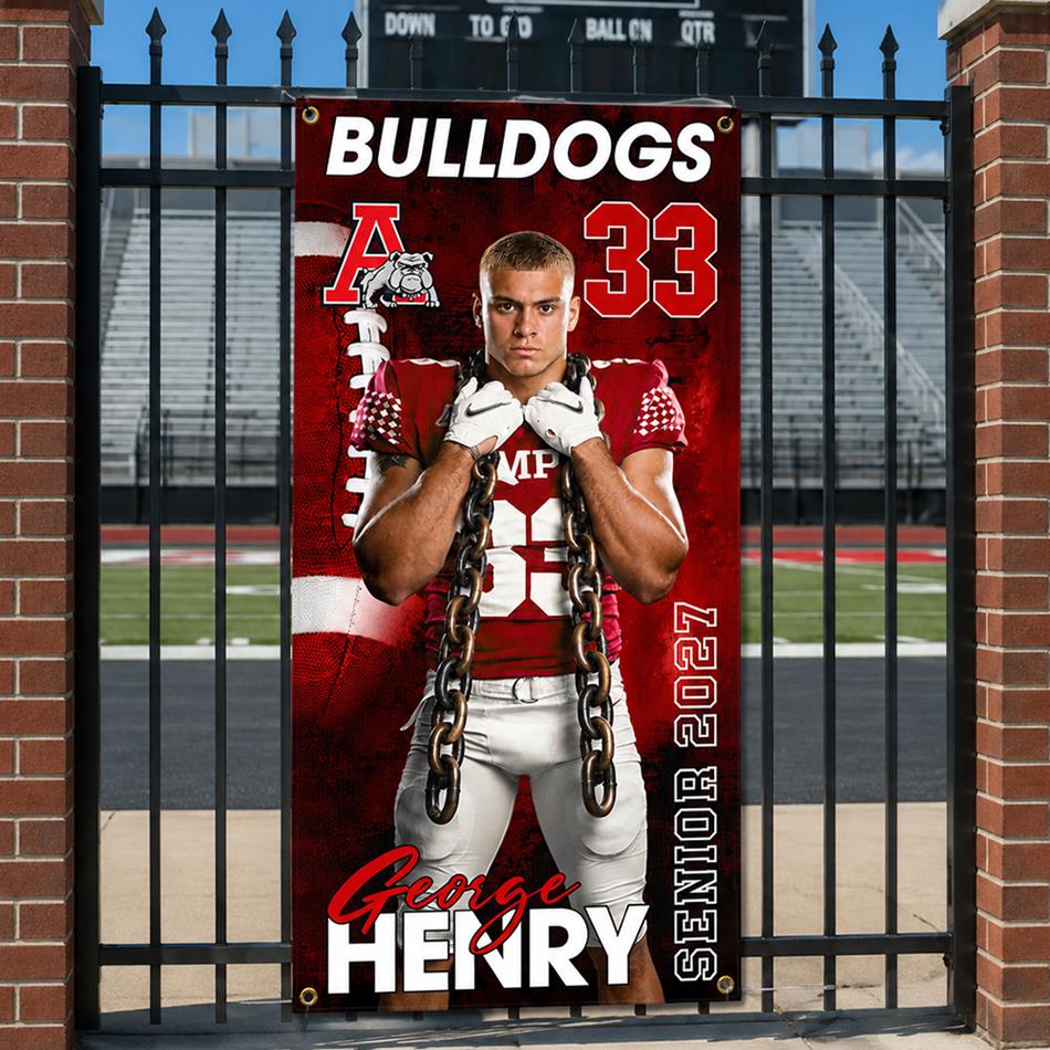 Custom Senior 2026 American Football Senior Banner Gift For Football Gameday Football Lovers Banner H2511 Trna
