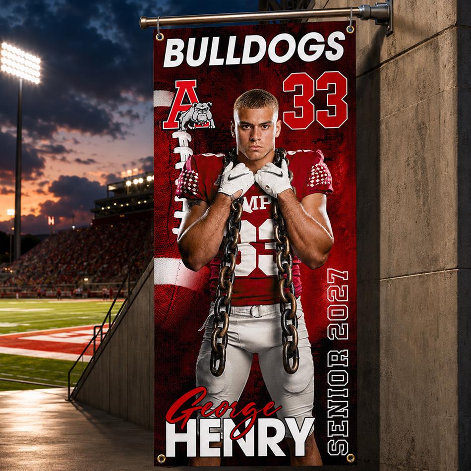Custom Senior 2026 American Football Senior Banner Gift For Football Gameday Football Lovers Banner H2511 Trna