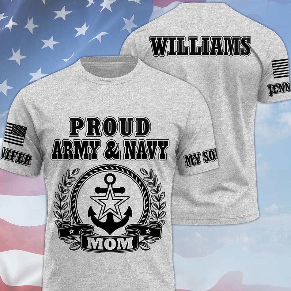 Proud Military Mom My Sons My Heroes Custom All Over Print Shirt Hoodie Gift For Mom Dad Grandma Family Members H2511 Trna