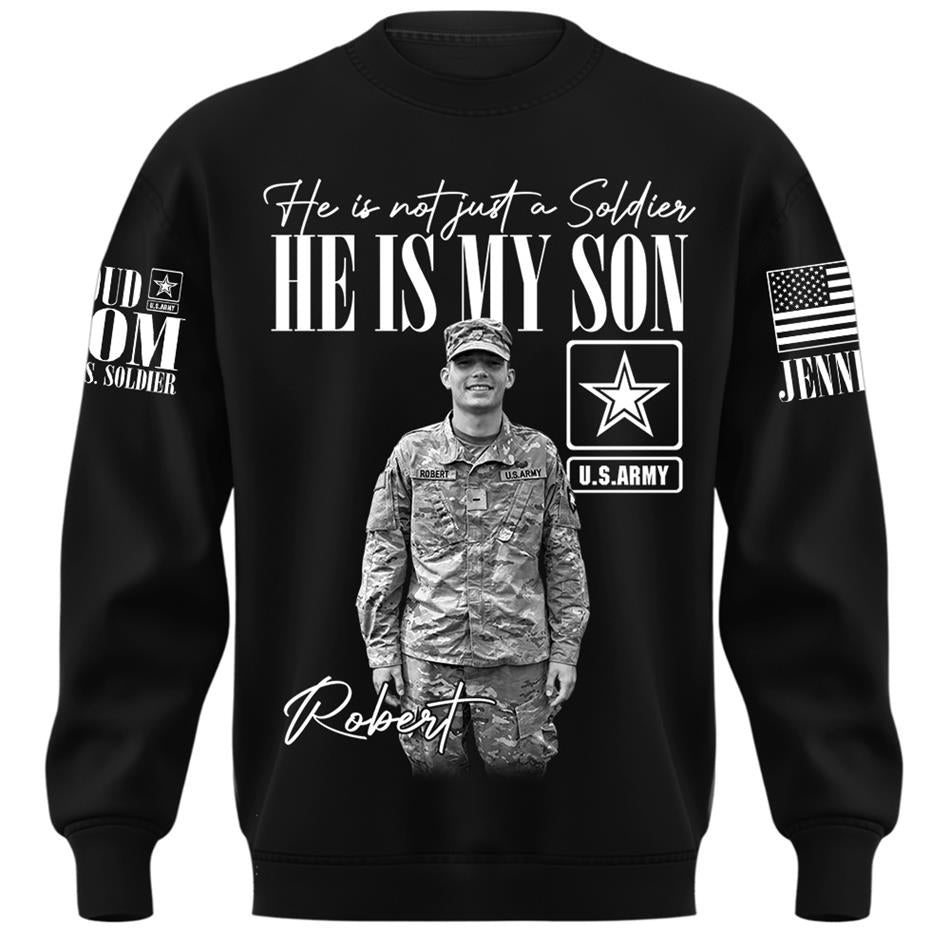 Personalized Vintage He Is Not Just A Soldier He Is My Son Custom Photos Retro Bootleg Shirt For Military Mom Sister Grandma H2511 Trna
