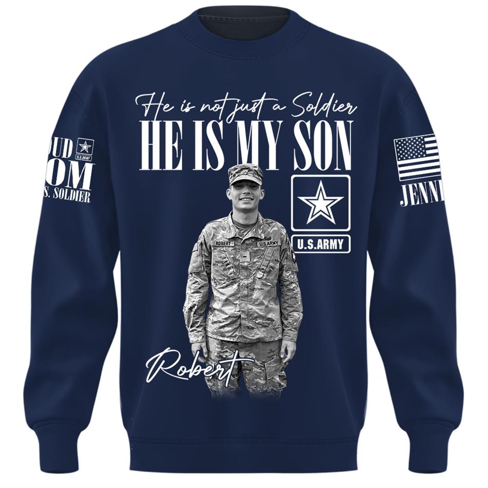 Personalized Vintage He Is Not Just A Soldier He Is My Son Custom Photos Retro Bootleg Shirt For Military Mom Sister Grandma H2511 Trna