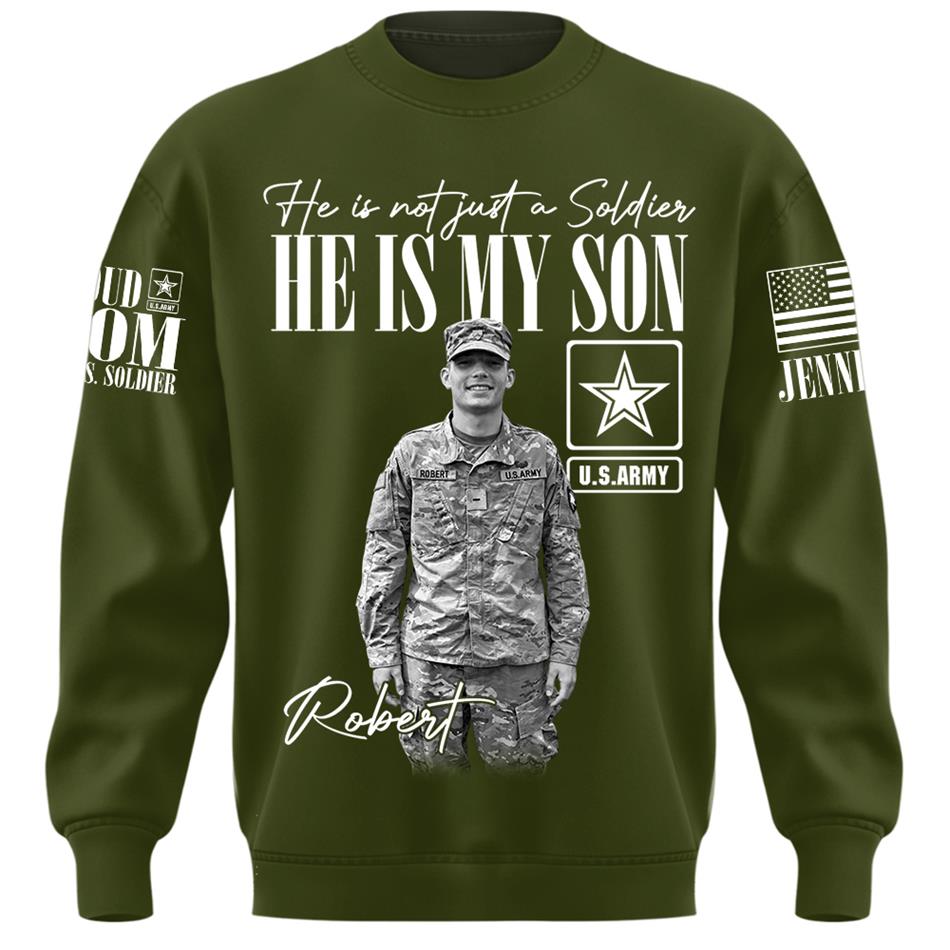 Personalized Vintage He Is Not Just A Soldier He Is My Son Custom Photos Retro Bootleg Shirt For Military Mom Sister Grandma H2511 Trna