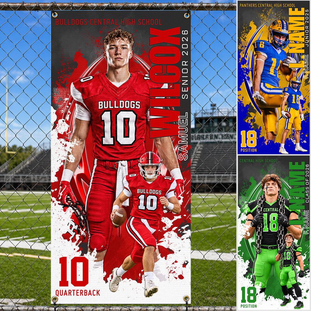 Custom Football Banner Gift For Players Football Lovers Gameday Cheering Banner H2511 Trna