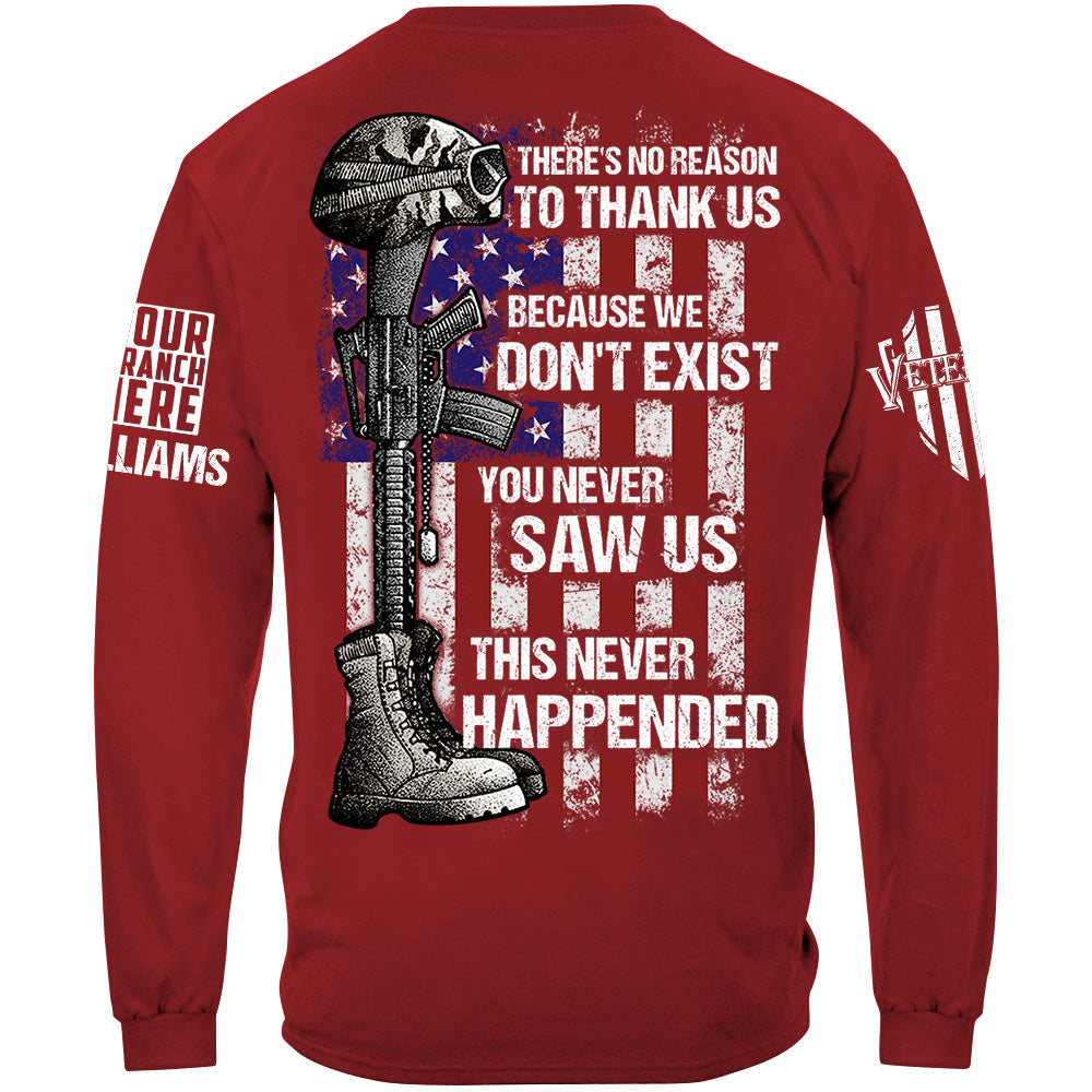 There's No Reason To Thank Us Because We Don't Exist Custom Shirt Gift For US Military Veteran H2511