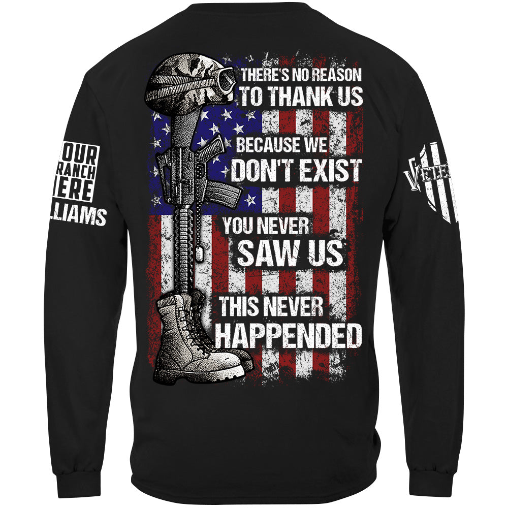 There's No Reason To Thank Us Because We Don't Exist Custom Shirt Gift For US Military Veteran H2511