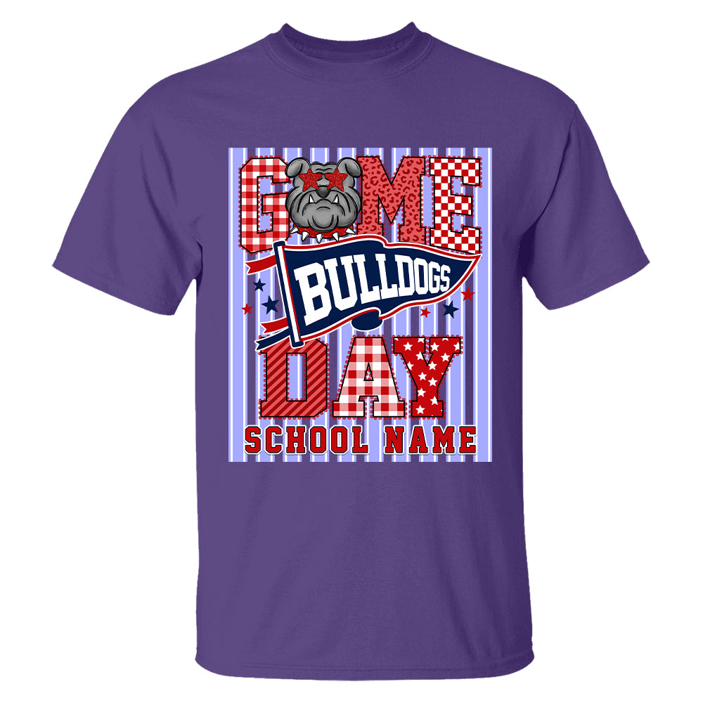 Custom School Name Mascot Striped, Back To Shool Shirt L0411 Hv01
