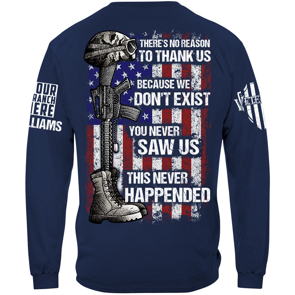 There's No Reason To Thank Us Because We Don't Exist Custom Shirt Gift For US Military Veteran H2511