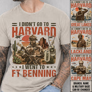 I Didn't Go To Harvard I Went To Military Base Vintage Custom Shirt For Veteran Dad Grandpa Shirt Personalized Branch, Location H2511 Trna