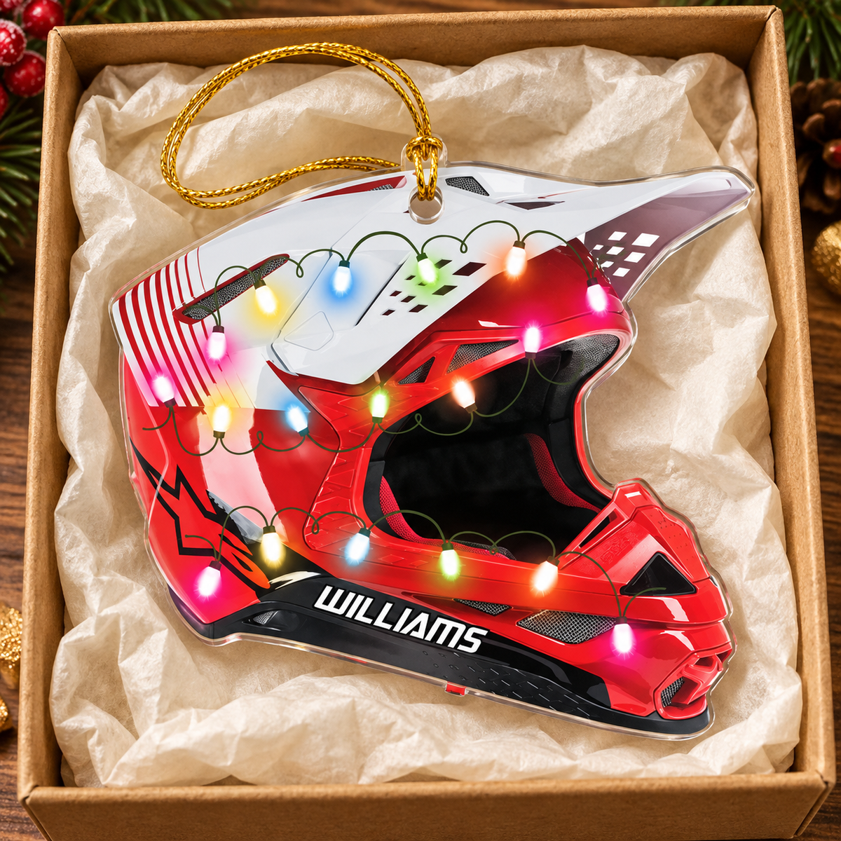 Personalized Ornament Motocross Hemlet Custom Shaped Ornament, Made By Acrylic And The 2 Sides Are The Same H2511