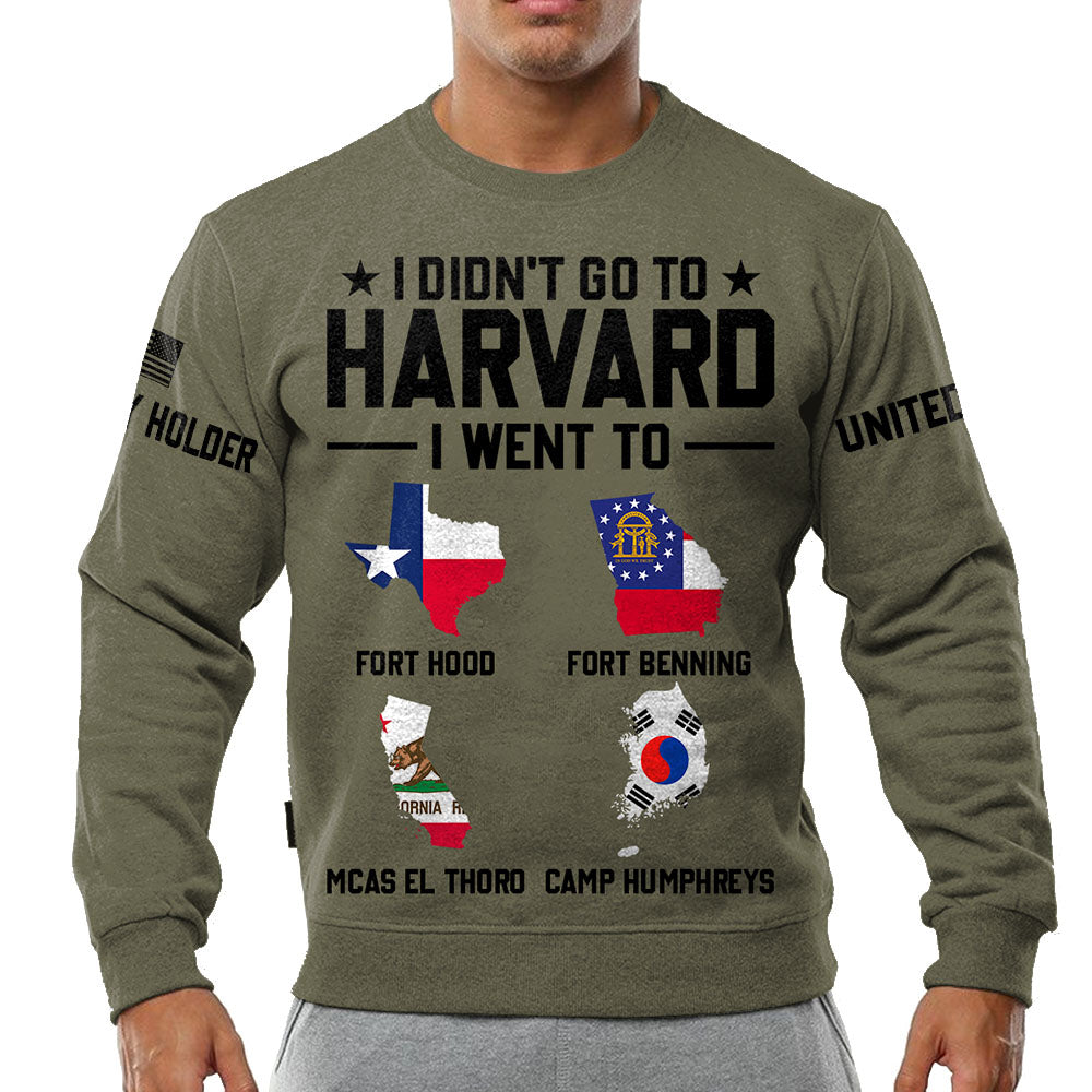 Personalized All Over Print Shirt For Patriotic Veterans - I Didn't Go To Harvard I Went To Military Base Location Once Army Always Army H2511