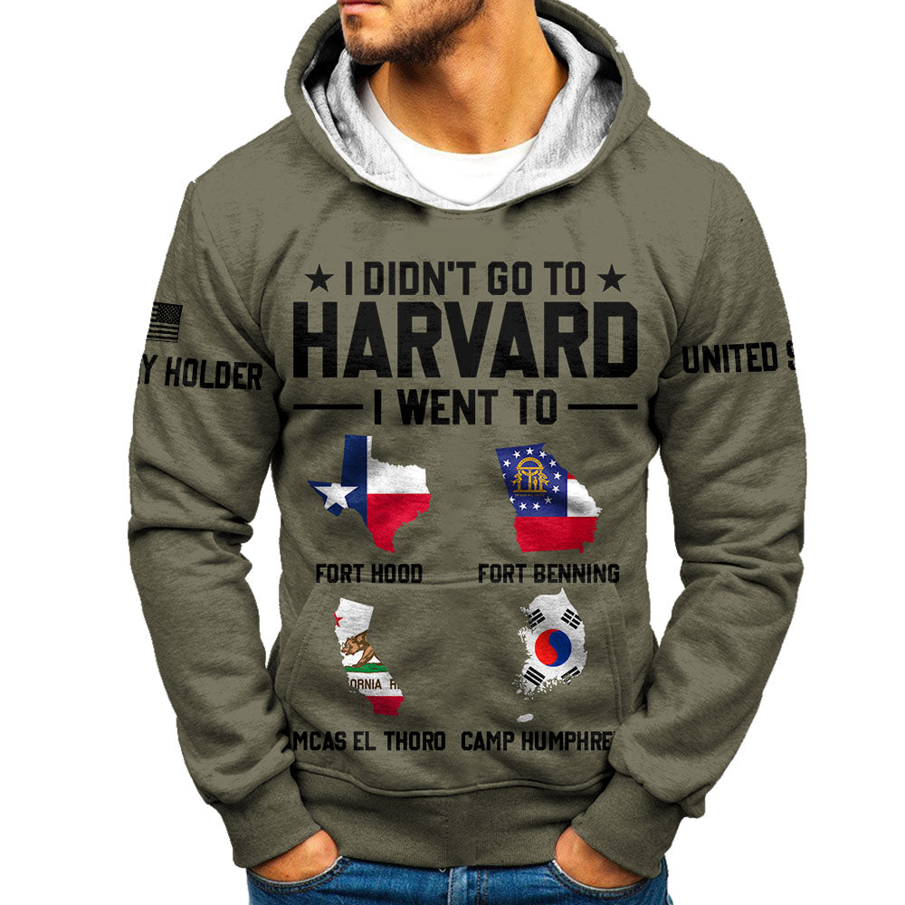 Personalized All Over Print Shirt For Patriotic Veterans - I Didn't Go To Harvard I Went To Military Base Location Once Army Always Army H2511