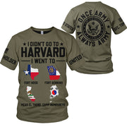 Personalized All Over Print Shirt For Patriotic Veterans - I Didn't Go To Harvard I Went To Military Base Location Once Army Always Army H2511