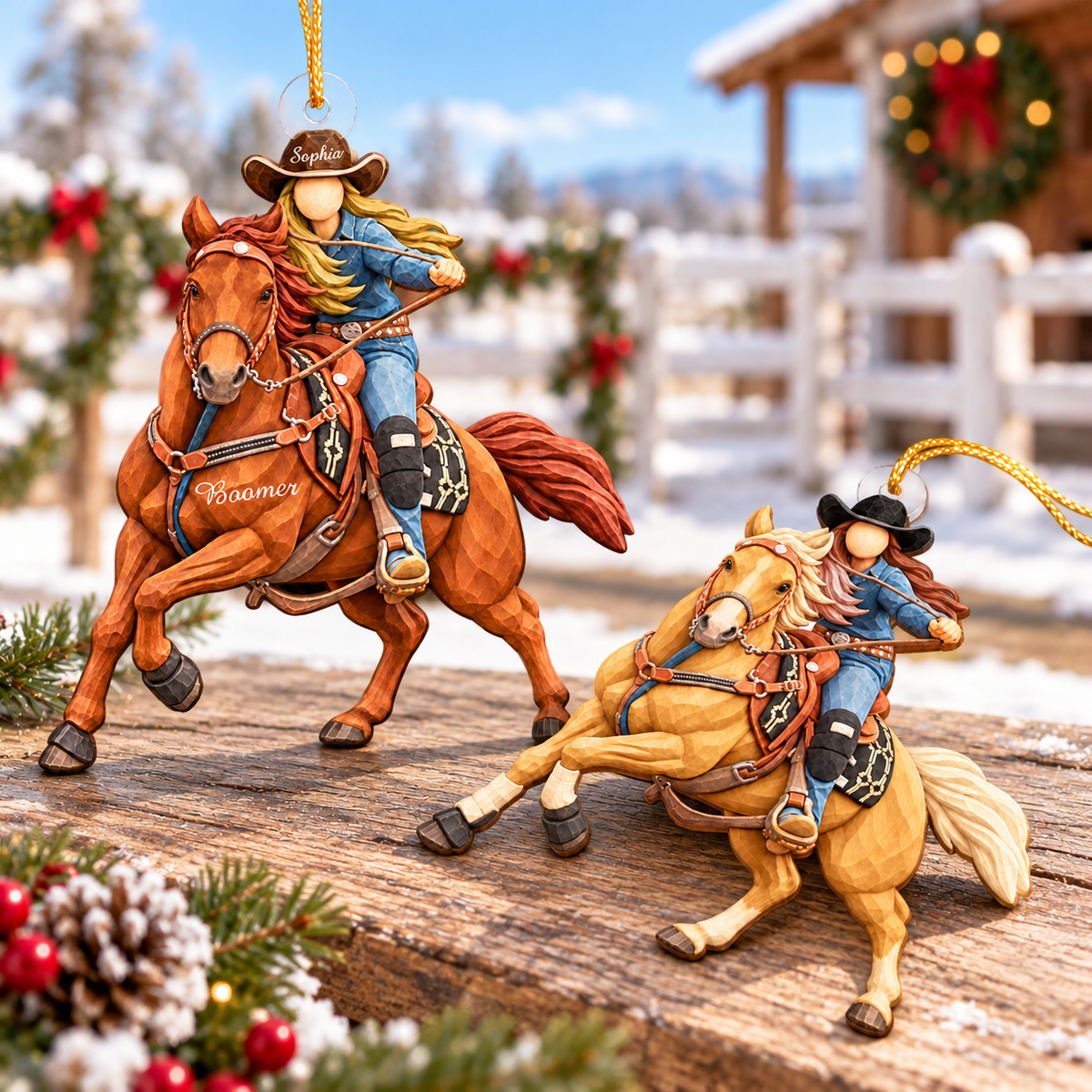 Custom Ornament Gift For Cowboys - Personalized Photo Ornament Gift For Horse Lovers - Christmas Cowgirls Ornament (Girl) VH01