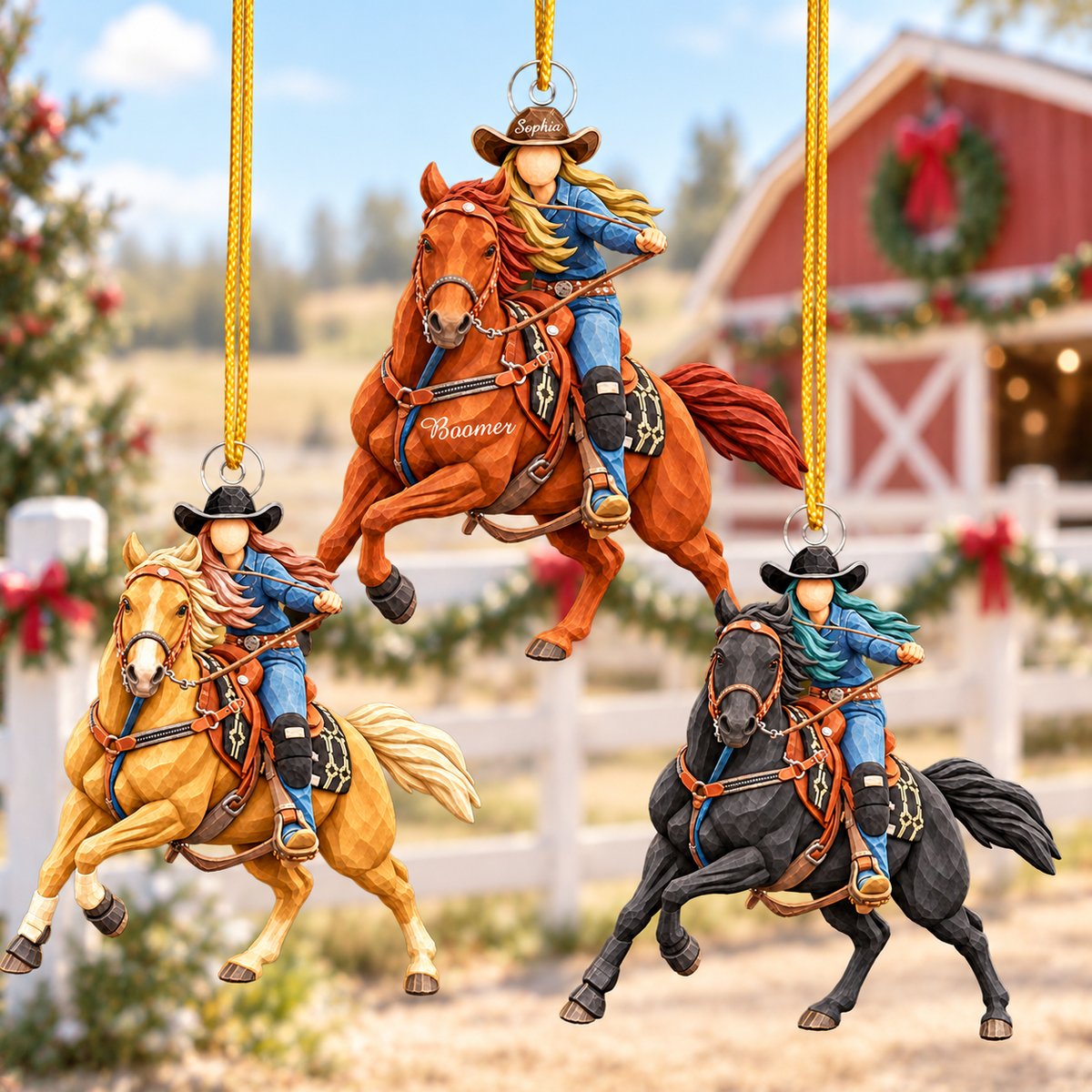 Custom Ornament Gift For Cowboys - Personalized Photo Ornament Gift For Horse Lovers - Christmas Cowgirls Ornament (Girl) VH01