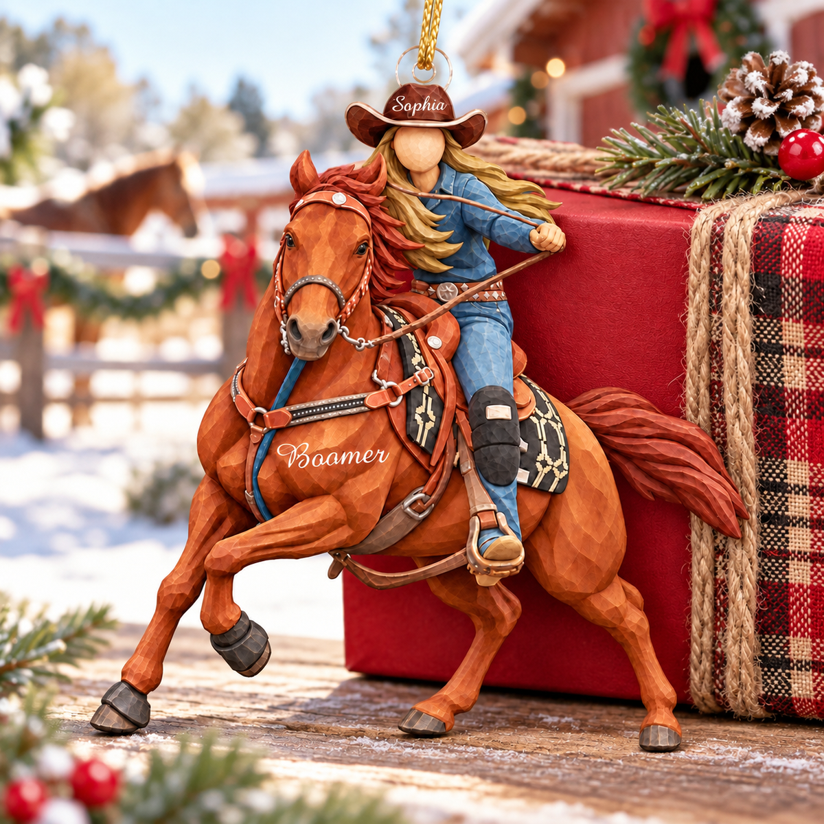 Custom Ornament Gift For Cowboys - Personalized Photo Ornament Gift For Horse Lovers - Christmas Cowgirls Ornament (Girl) VH01
