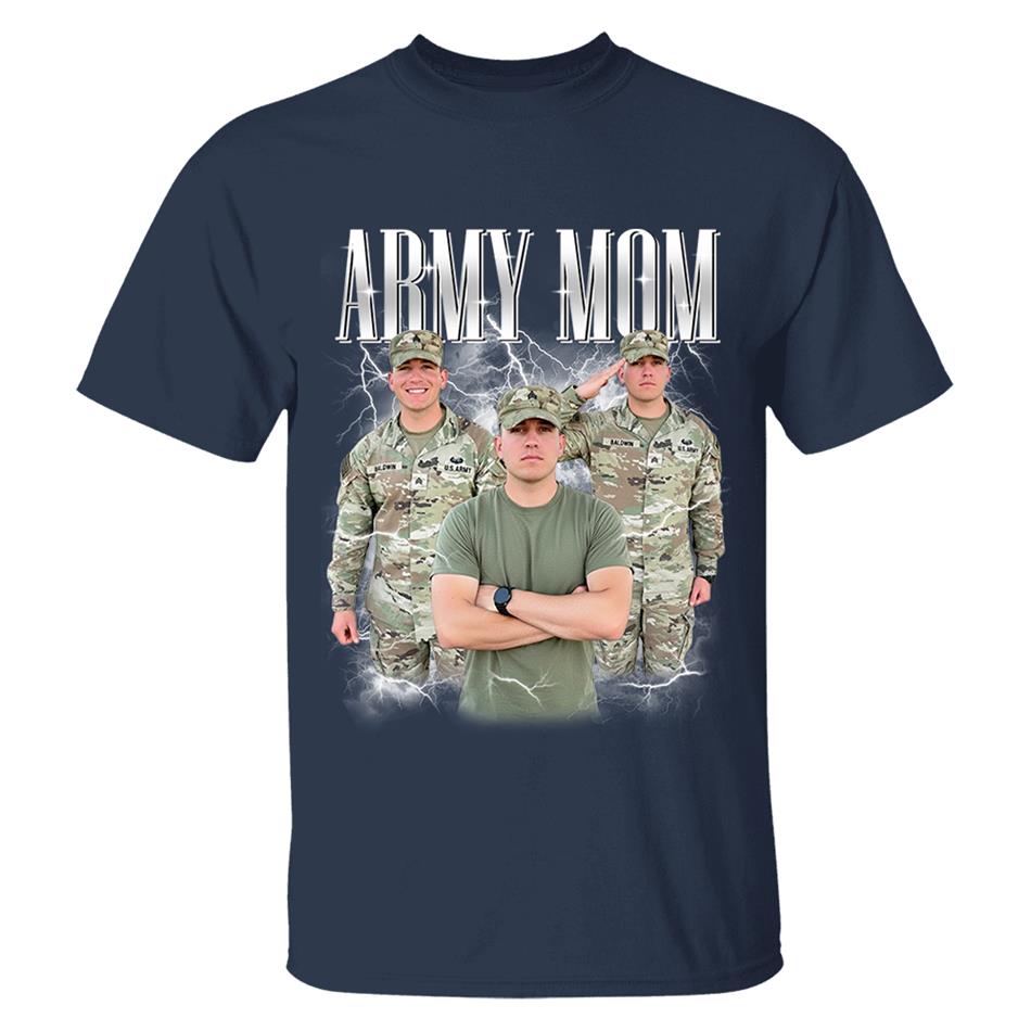 Proud Army Mom Custom Bootleg Shirt 90s Vintage Bootleg Custom Photo Shirt For US Military Family Members H2511
