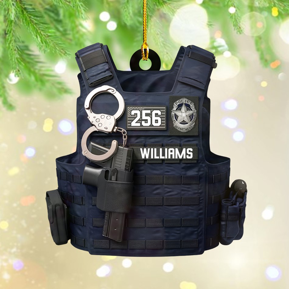 Custom Badges Logo Police Bulletproof Christmas Personalized Two Sided Shaped Christmas Ornament H2511