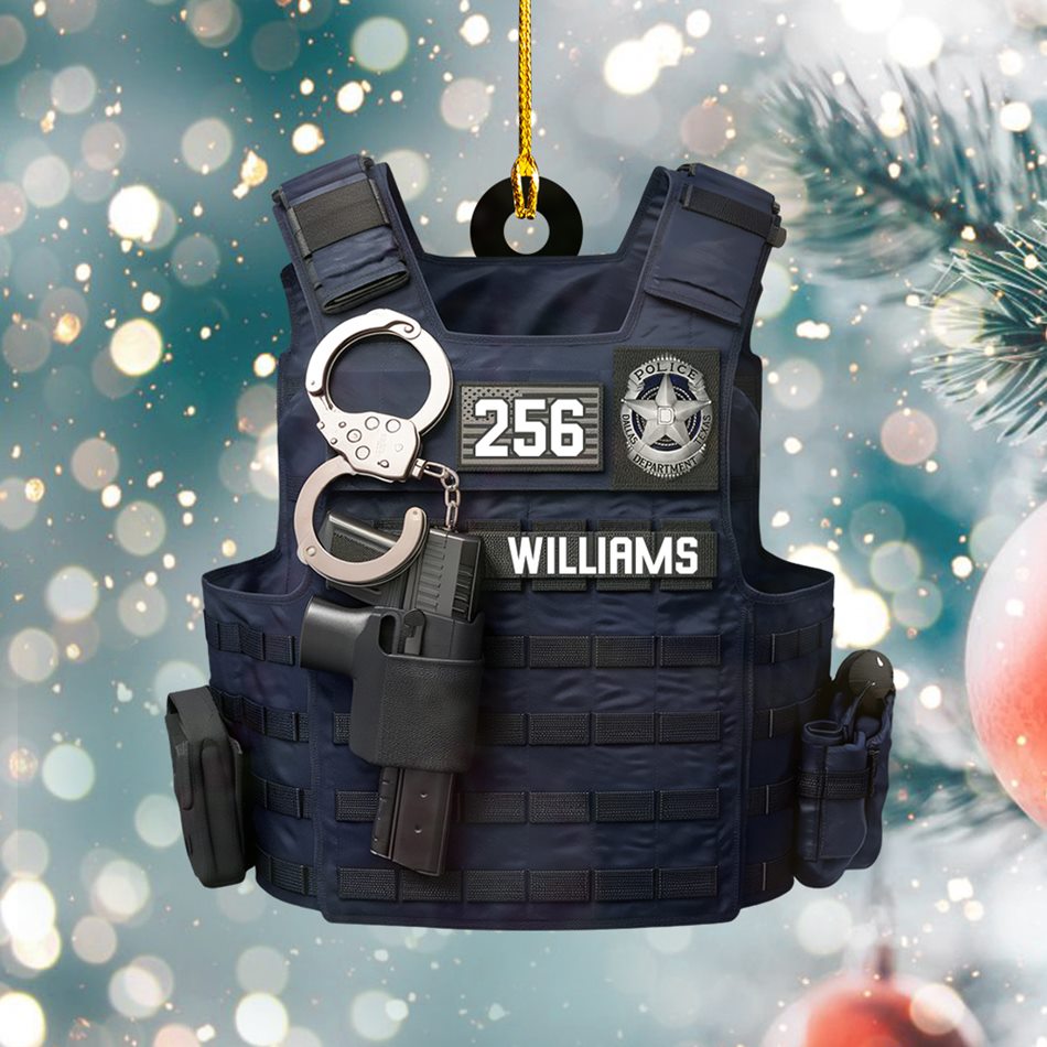 Custom Badges Logo Police Bulletproof Christmas Personalized Two Sided Shaped Christmas Ornament H2511