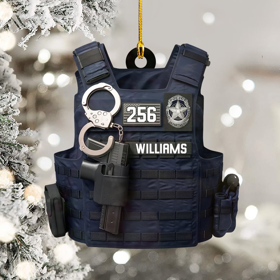 Custom Badges Logo Police Bulletproof Christmas Personalized Two Sided Shaped Christmas Ornament H2511
