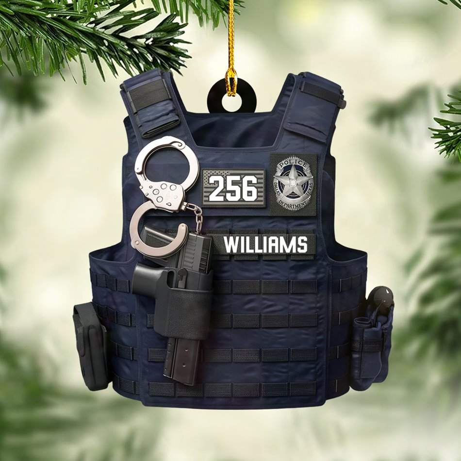 Custom Badges Logo Police Bulletproof Christmas Personalized Two Sided Shaped Christmas Ornament H2511