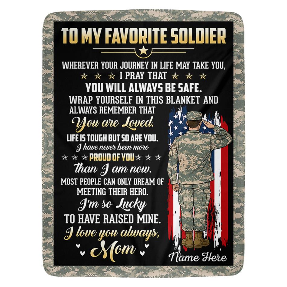 To My Favorite Soldier Military Going Away Gift For Son- Proud Army Mom Blanket From Proud Army Mom Sister H2511 Trna