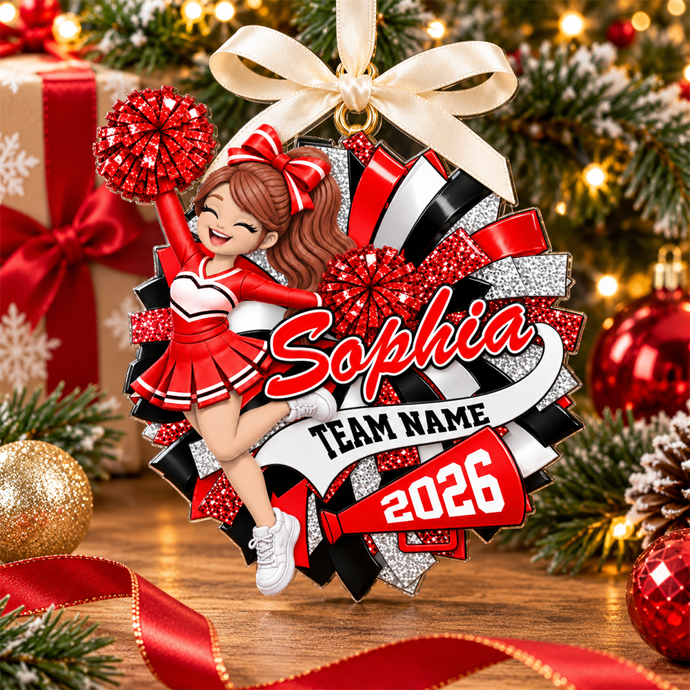 Custom Cheerleader 2D Flat Ornament  Cheerleading Christmas, Cheer Team Senior Night Gift L0411 Hv01