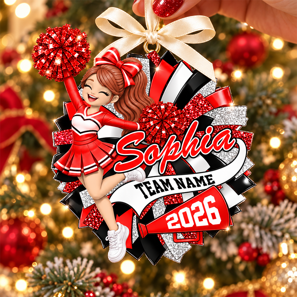 Custom Cheerleader 2D Flat Ornament  Cheerleading Christmas, Cheer Team Senior Night Gift L0411 Hv01
