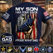 My Son Has Your Back Proud Army Dad Custom Shirt Gift For Proud Mom Dad Military Family Members H2511 Trna