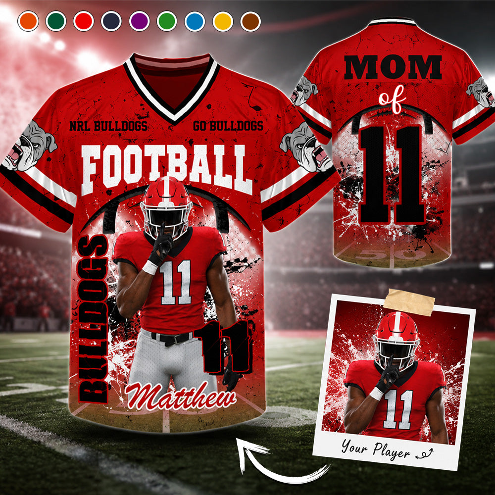 Custom Football Mom Jersey with Photo & Player Number – Personalized Game Day Shirt Hv01