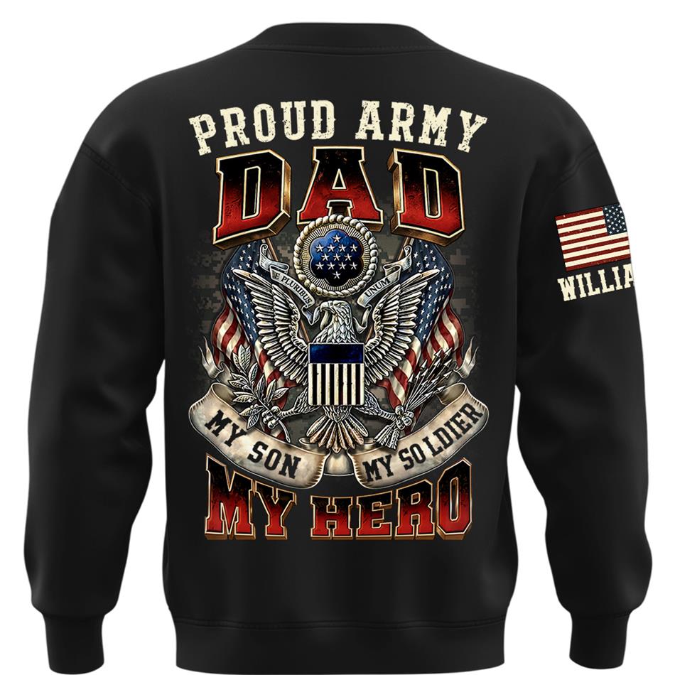 Proud Army Dad My Son My Soldier My Hero Custom Shirt For Proud Military Mom Dad Grandpa Military Family Day H2511 Trna