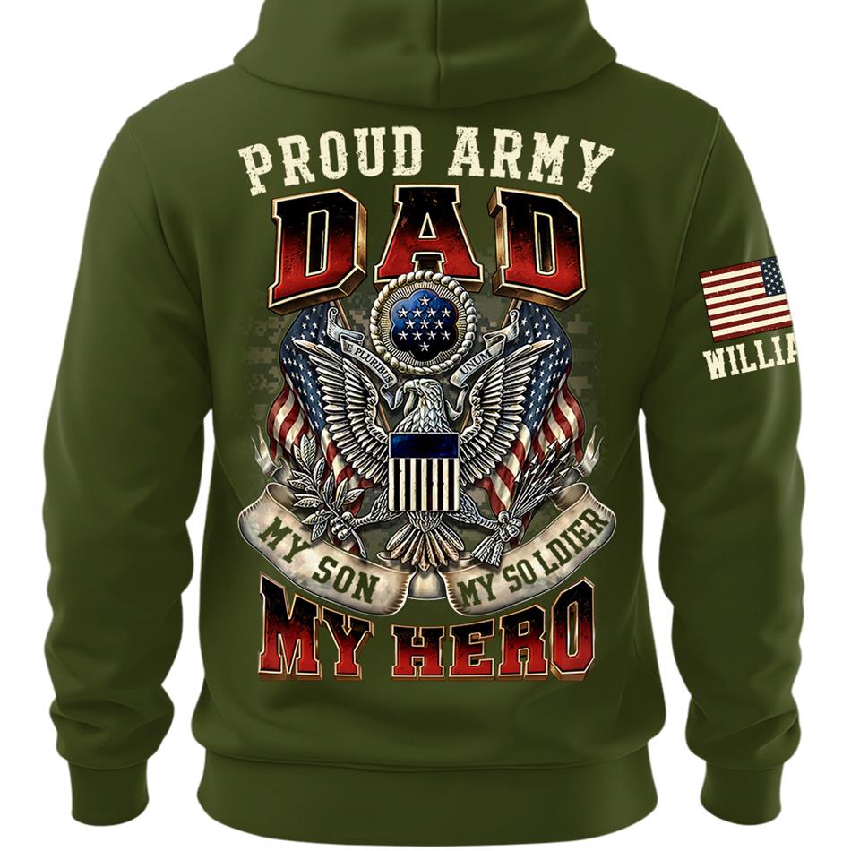 Proud Army Dad My Son My Soldier My Hero Custom Shirt For Proud Military Mom Dad Grandpa Military Family Day H2511 Trna