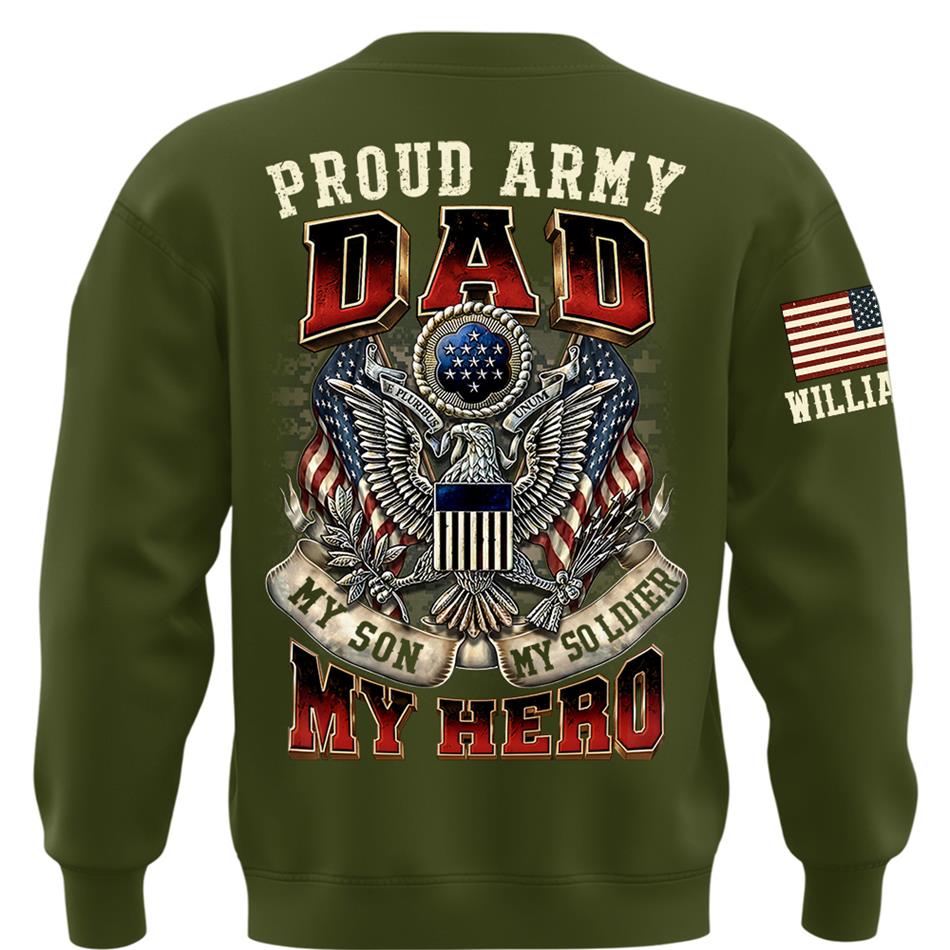 Proud Army Dad My Son My Soldier My Hero Custom Shirt For Proud Military Mom Dad Grandpa Military Family Day H2511 Trna