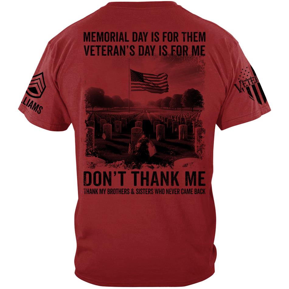 Veteran T Shirt, Memorial Day Shirt Memorial Day Is For Them Veteran's Day Is For Me T-Shirt, Veterans Day Shirts H2511 Trna