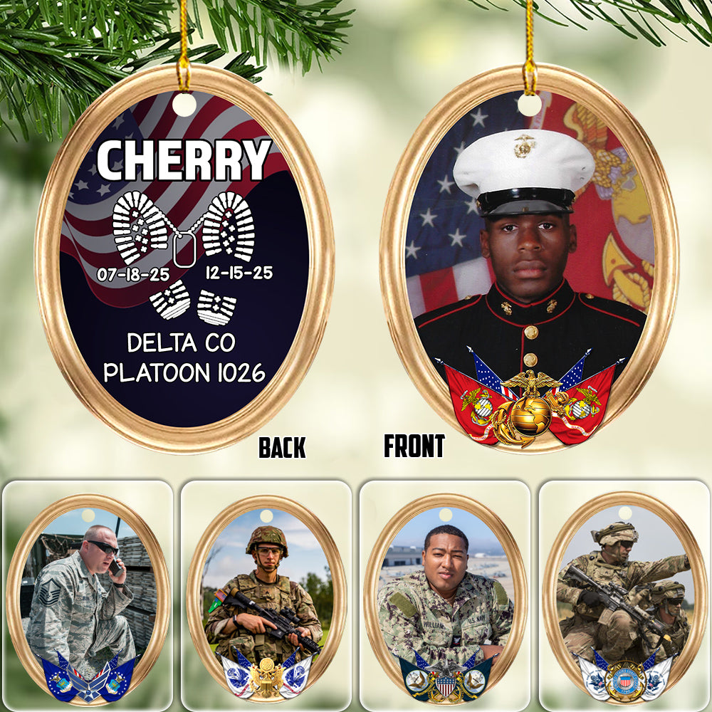 Proud US Veteran Military Family Christmas Ornament Personalized Soldiers Photo Gift For Proud Veteran Military Family H2511 Trna