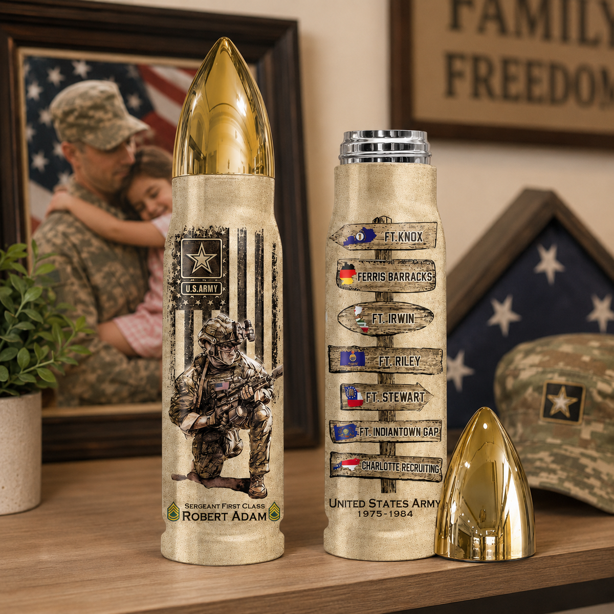 US Military World Tour Custom Bullet Tumbler Gift For Veteran H2511
