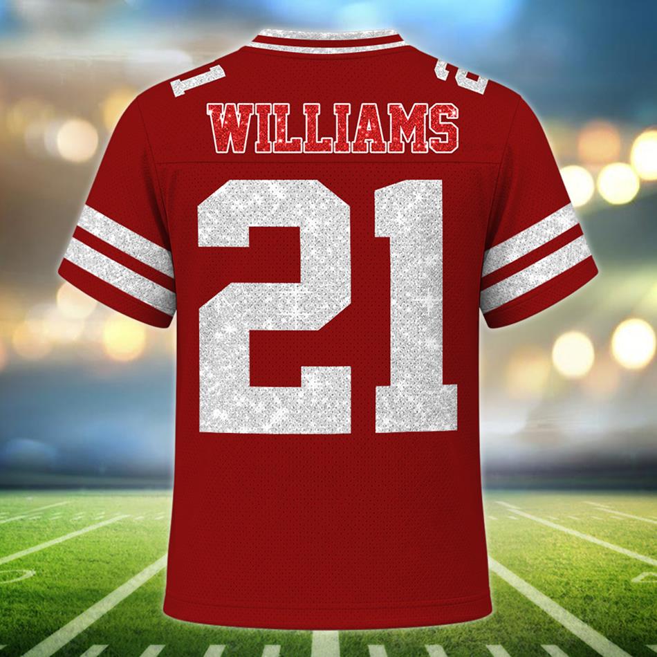 Personalized I'm Not Just His Mom I'm Also His #1 Fan Custom Photo Football Jersey Shirt For Football Mom Dad Family Gameday Jersey H2511 Trna