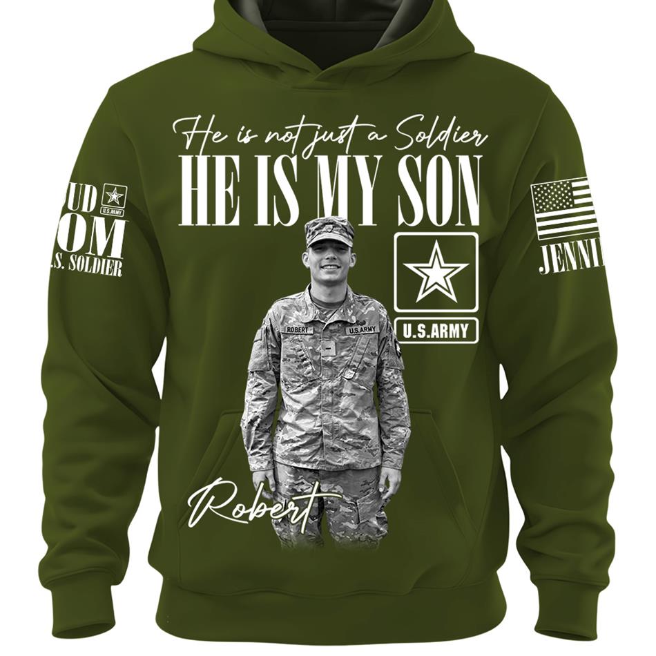 Personalized Vintage He Is Not Just A Soldier He Is My Son Custom Photos Retro Bootleg Shirt For Military Mom Sister Grandma H2511 Trna