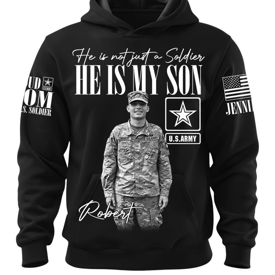 Personalized Vintage He Is Not Just A Soldier He Is My Son Custom Photos Retro Bootleg Shirt For Military Mom Sister Grandma H2511 Trna