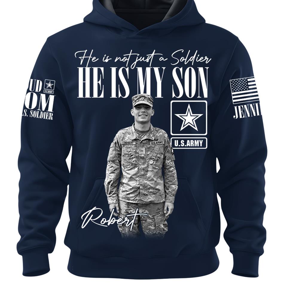 Personalized Vintage He Is Not Just A Soldier He Is My Son Custom Photos Retro Bootleg Shirt For Military Mom Sister Grandma H2511 Trna