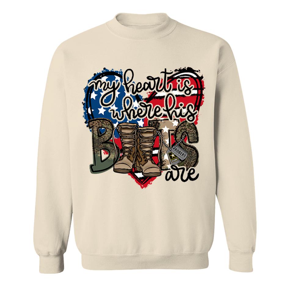 My Heart Is Where His Boots Are Custom Shirt For Military Mom Wife Sister... Family Member 4th July Shirt H2511 Trna